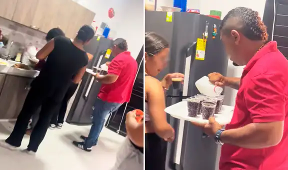 Captan a peruano completando con agua los vasos de gaseosa y en redes bromean: “Para que alcance”