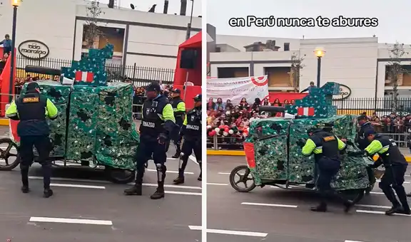 Mototaxi se malogra en pleno desfile por Fiestas Patrias en Independencia y es empujado por serenos: “No, la policía”