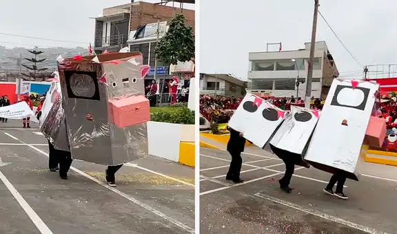 Escolares recrean tren de Rafael López Aliaga en desfile por Fiestas Patrias y redes estallan: "Cuidado, se descarrila"