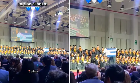 Estudiante muestra su bandera de Alianza Lima durante su graduación y en redes reaccionan: “Toda la vida”