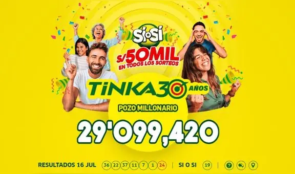 Pozo Millonario supera los S/29 millones: resultados la Tinka y números ganadores del domingo 20 de julio