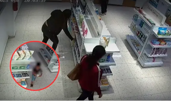 Banda de presuntas tenderas son grabadas usando a un menor para robar en botica de Chiclayo