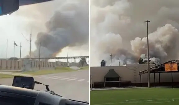 Voraz incendio en la av. Coronel Néstor Gambetta, a metros de la Base Naval del Callao: 12 unidades de bomberos atienden el siniestro