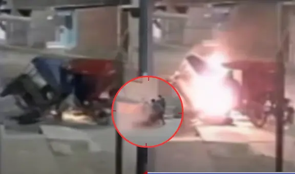 Piura: mototaxista queda envuelto en llamas tras chocar violentamente con otro conductor
