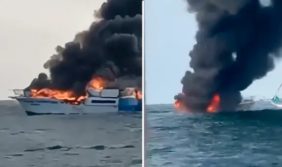 Yate turístico se incendia en playa Los Órganos, Piura, cuando avistaban ballenas: "Tírate al agua, va a explotar"