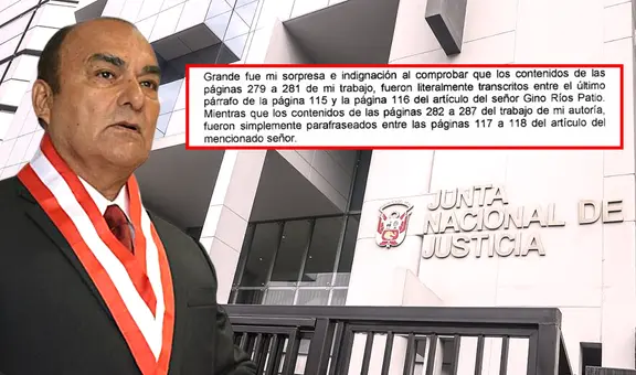 JNJ: Gino Ríos fue denunciado por presunto plagio ante el Colegio de Abogados de Lima