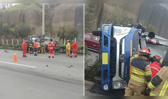 Choque de camión con poste de alumbrado público deja un fallecido en la Costa Verde, en Magdalena del Mar