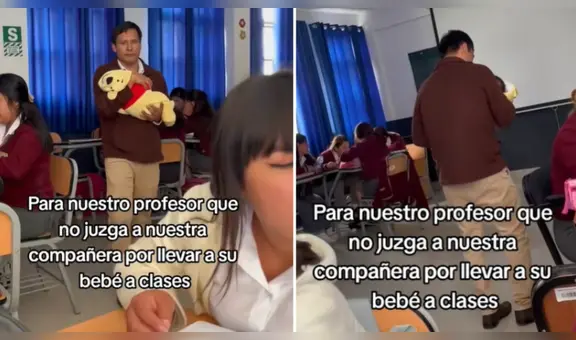 Docente se vuelve viral por conmovedor gesto con el bebé de su alumna en plena clase: “Eso es educar”