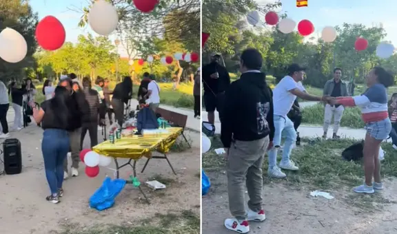 Peruanos causan furor por armar su 'fiestón' y bailar huayno en un parque de España: "No se pierden las costumbres"