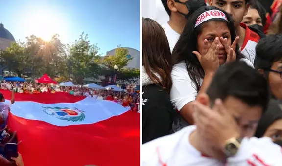 Peruanos alzan bandera peruana gigante y cantan a fuerte voz el himno nacional en EE.UU.
