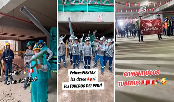 Obreros arman 'tanque' con tubos usados y hacen desfile por Fiestas Patrias: "Perú es otro level"