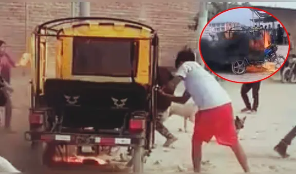 Pobladores furibundos queman mototaxi de presuntos ladrones en Piura