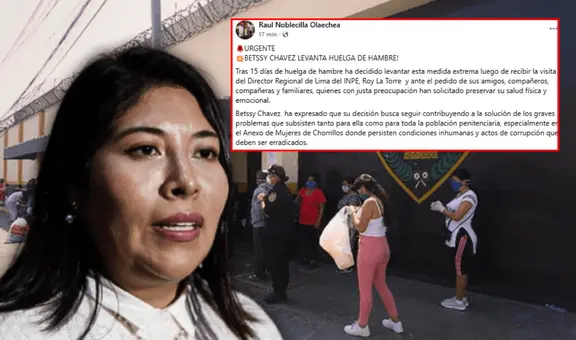 Betssy Chávez levanta huelga de hambre tras riesgo de un paro cardíaco: exministra llevaba 15 días sin comer