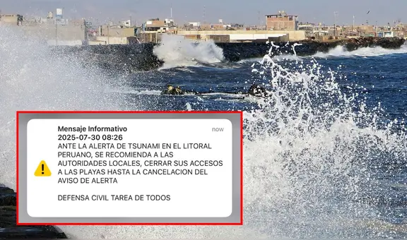 Sismate emite alerta de tsunami en celulares en Perú y recomienda cerrar los accesos a las playas