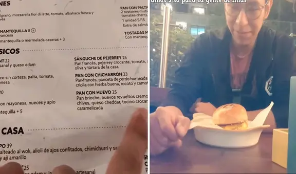 Peruano va a restaurante y se sorprende con pan con huevo que vale S/25: "Faltó su quinua con yapa"