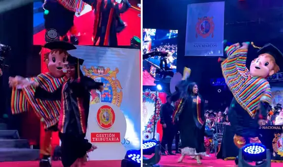 Alumna de la UNMSM se gradúa y sube al escenario a recibir su diploma bailando una 'diablada puneña'