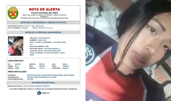 Menor desaparecida en Santa Anita: familia busca a adolescente de 15 años que salió rumbo a su colegio y nunca regresó