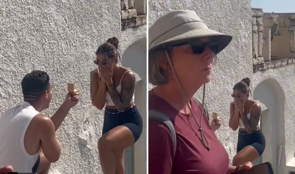 Novio pide matrimonio a su pareja, pero video se arruina por 2 turistas y redes estallan: "Los primeros segundos fueron mágicos"
