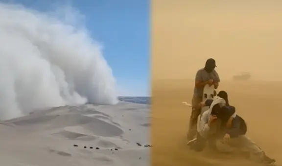 Tormenta de arena sorprende en la Huacachina: personas en las dunas se vieron afectadas por el viento