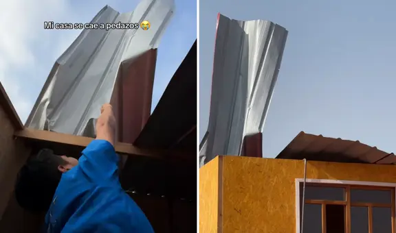 Tiktoker peruano capta cómo las calaminas de su casa se vuelan por fuertes vientos en Lima: "Agárralo, se va"