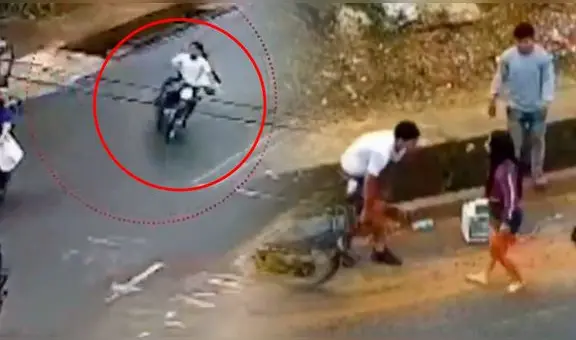 Pareja sufre accidente en moto por lluvias en Tarapoto y termina discutiendo tras resbalar varios metros