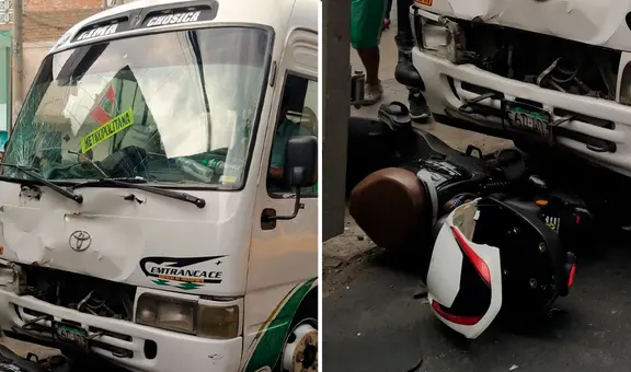 Cúster del Chosicano atropella a mujer y dos menores a bordo de motocicleta en Santa Anita