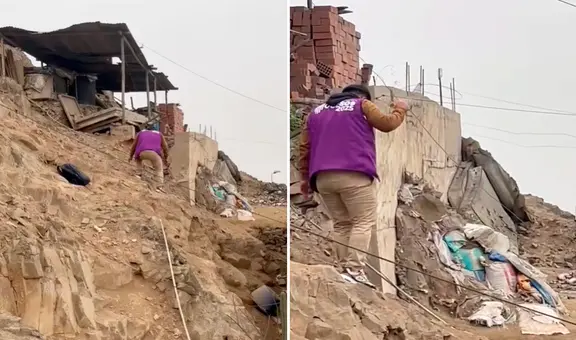 Censista sube con cuidado a lo alto de un cerro para llegar a una vivienda y en redes reaccionan: “Va a censar a Diosito”
