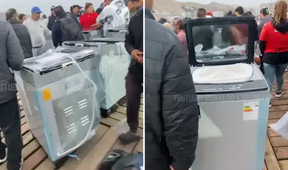 Peruano en Ancón se sorprende al ver que pescadores venden lavadoras caídas de contenedores al mar en S/300: "Tiene todas las piezas"