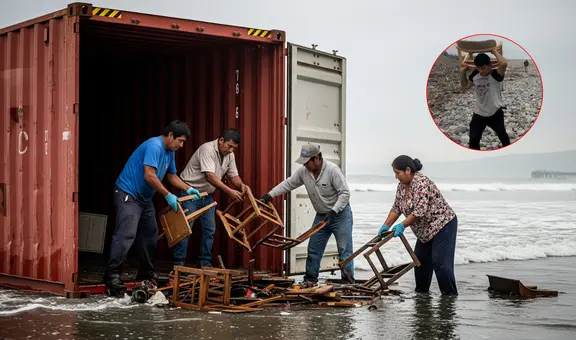 Contenedor que cayó en muelle del Callao terminó en playa de Chancay: vecinos encontraron sillas y mesas