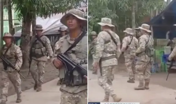 Santa Rosa: militares y Marina de Guerra patrullan la localidad tras colocación de bandera de Colombia