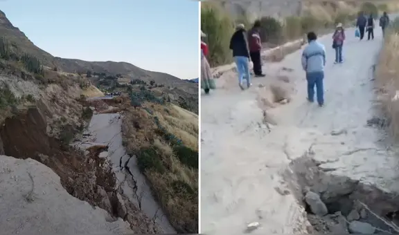 Se hunde carretera en Arequipa y bloquea acceso a la Cruz del Cóndor y otros sitios turísticos: visitantes cruzan a pie