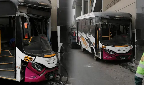 Bus de la empresa Roma se estrella contra la estación Santa Rosa de la Línea 1 del Metro de Lima en SJL
