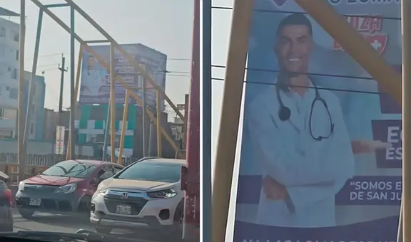 Peruano capta anuncio de policlínico que usa a Cristiano Ronaldo como doctor: "A ver diga Siuuuu"