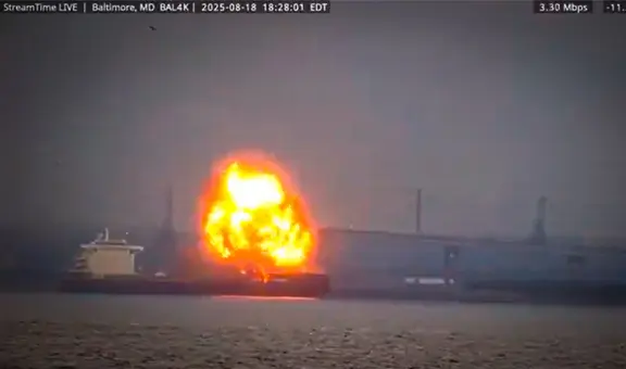 Explosión de buque de carga en el puerto de Baltimore: primeras imágenes del siniestro en Maryland, EEUU