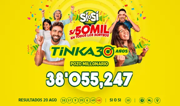 La Tinka hoy, domingo 24 de agosto, EN VIVO: resultados, jugada ganadora, pozo millonario y más