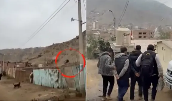 Policías trepan cerro en Manchay para capturar a extorsionadores: tenían armas, explosivos y drogas