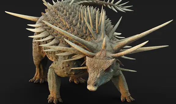 Descubren en África el raro fósil de un dinosaurio con armadura y púas de un metro que sobresalen desde el cuello