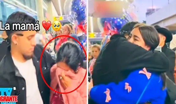 Inmigrante en Estados Unidos regresa a su país, su mamá lo recibe entre lágrimas, pero él abraza a su novia y en redes reaccionan: "Ya me dio rabia"