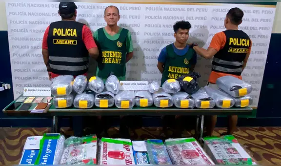 Iquitos: caen dos sujetos con 53 kilos de marihuana en una embarcación