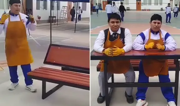 Escolares crean banca ‘dual’ que también funciona como mesa y sorprenden: "Confort y comodidad"