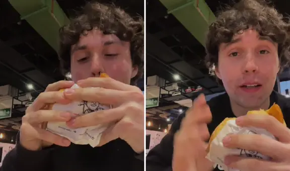 Joven chileno que vive en Lima prueba por primera vez pan con chicharrón y su reacción se hace viral: "Perú es clave"