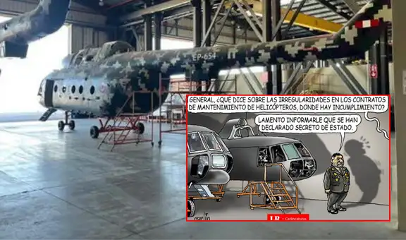 ¿Secretos de Estado?: Carlincatura satiriza los cuestionamientos a los contratos de mantenimiento a helicópteros de combate