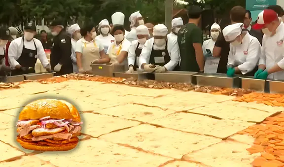 Este es el pan con chicharrón más grande del Perú al 2025: mide 4 metros de largo y fue preparado en Magdalena del Mar