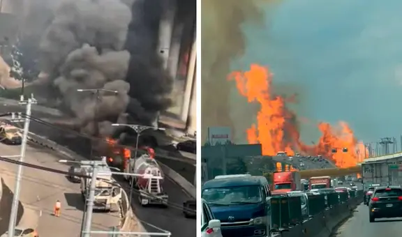 Explota pipa de gas en México, provoca fuerte incendio cerca de puente y deja al menos 3 muertos