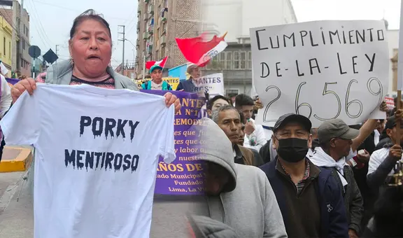 Decenas de comerciantes del mercado La Parada protestan contra López Aliaga en centro histórico por 'intento' de desalojo