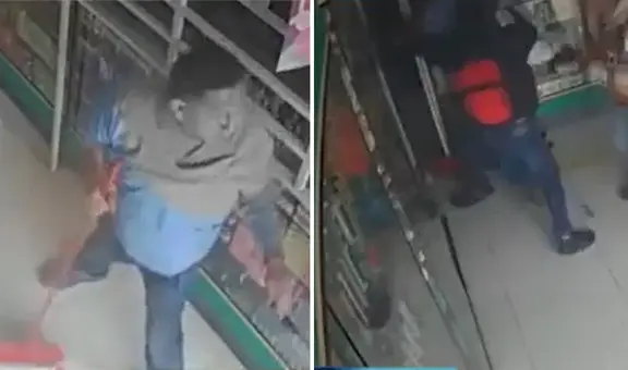 Dueño de botica defiende su negocio a escobazos de delincuentes armados y le rompen la cabeza en SMP