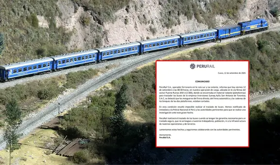 PeruRail denuncia corte de frenos en plataforma que traslada buses a Machu Picchu y suspenden operación