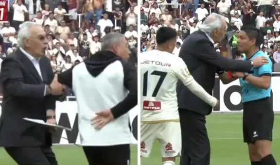 Asistente de Jorge Fossati se le fue encima al árbitro y DT lo jaloneó para calmarlo: reclamaba por un córner en el Universitario vs Melgar