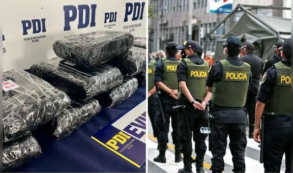 Dos policías peruanos fueron detenidos por la PDI de Chile tras intentar ingresar más de 11 kilos de droga por la frontera de Arica