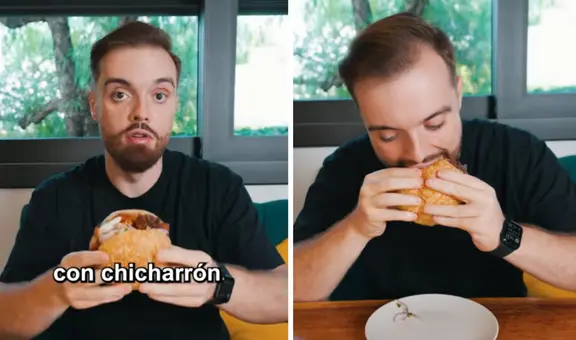 Ibai Llanos prueba por primera vez pan con chicharrón y queda fascinado con su sabor: "Es normal que haya ganado el 'Mundial de desayunos'"